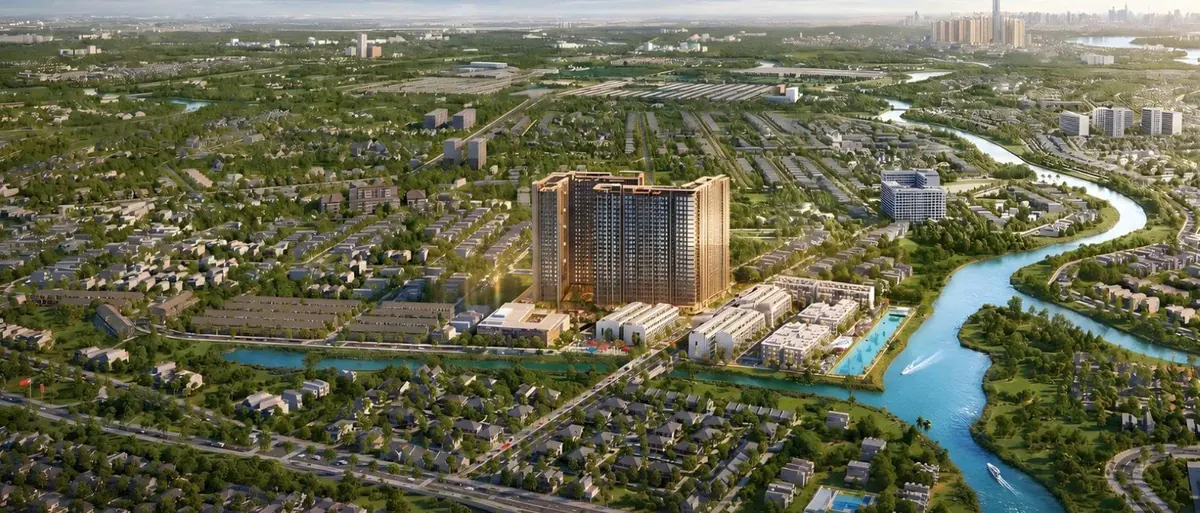 Phối cảnh tổng thể Imperia Sensa Park bên sông Rạch Chiếc